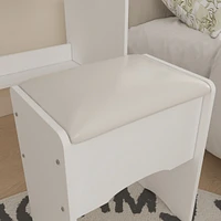 Homsee Grey Wood Silding Led Mirror Makeup Vanity Sets Dresser Table With Storage Shelves, 4-Drawers and Stool