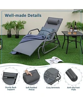 Sugift Outdoor Chaise Lounge Glider Chair with Armrests and Pillow