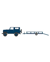 Greenlight Collectibles 1/64 1961 Patrol Hard Top with Utility Trailer Blue White Hitch & Tow