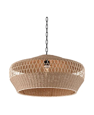 Regency Hill Matias 24 1/2" Modern Coastal Pendant Ceiling Light Fixture Dining Room Over Table Kitchen Island Foyer Hanging Brown Vine and Rope Hallw