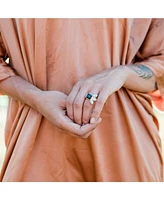 sanctuaire Sanctuary Project by Semi Precious Black and White Howlite Three Stone Ring Gold