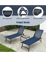 Inolait 3 Pieces Patio Chaise Lounge Chair and Table Set for Poolside Yard