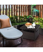 Inolait Outdoor Patio Rattan Wicker Steel Side Deck Table