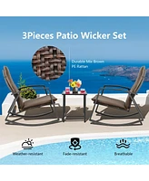 Vebreda 3 Pieces Patio Rattan Rocking Furniture Set