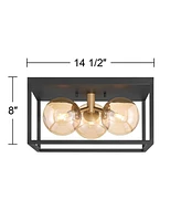 Possini Euro Design Possini Euro Garvin 14 1/2" Wide Black 3-Light Led Ceiling Light