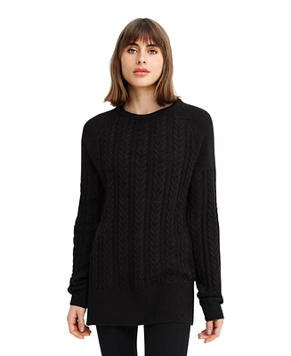 Belle & Bloom Women's At Last Cable Knit Jumper with Slit