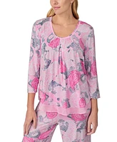 Ellen Tracy Women's Printed Cropped Pajama Set