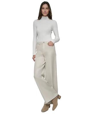 Dkny Jeans Petite High-Rise Wide-Leg Pants