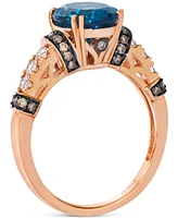 Le Vian London Blue Topaz (3 ct. t.w.) & Diamond (3/8 ct. t.w.) Ring in 14k Rose Gold