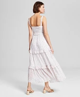 And Now This Women's Floral-Print Ruffled Tiered Smocked-Waist Maxi Dress, Exclusively at Macy's