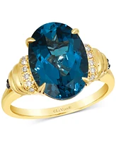 Le Vian London Blue Topaz (6-3/8 ct. t.w.) & Diamond (1/20 ct. t.w.) Oval Ring in 14k Yellow Gold