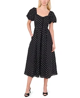 CeCe Women's Puff Sleeve Button Down Dress