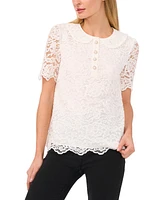 CeCe Women's Short Sleeve Lace Blouse