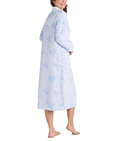 Miss Elaine Women's Floral Fleece Zip-Front Robe