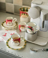 Vietri Old St. Nick Assorted Espresso Cups Saucer, Set of 4