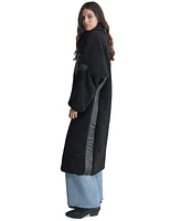 Dkny Jeans Women's Sherpa Fleece Contrast-Trim Zip-Front Coat