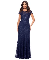 Xscape Women's Sequined Lace Cap-Sleeve Gown