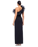 Xscape Women's Layered Rosette-Trim One-Shoulder Gown