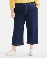 Style & Co Plus High Rise Wide-Leg Cropped Jeans, Exclusively at Macy's