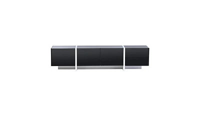 Slickblue White & Black Contemporary Rectangle Design Tv Stand – Modern Tv Console Table for TVs Up to 80”