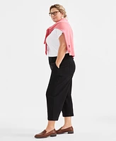 Style & Co Plus High Rise Wide-Leg Cropped Jeans, Exclusively at Macy's