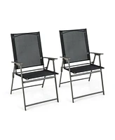 Sugift 2 Pieces Patio Folding Chairs with Armrests for Deck Garden Yard