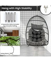 Sugift Hanging Egg Chair Wicker Swing Hammock Chair