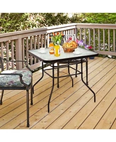 Sugift 32" Outdoor Square Patio Dining Table with Convenient Umbrella Hole