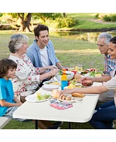 Sugift Indoor and Outdoor Folding Picnic Table Bench Set with Wood-like Texture