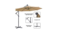 Slickblue 10 Ft Solar Led Patio Umbrella – Offset Hanging Cantilever Umbrella with Easy Open Adjustment & 32 Led Lights