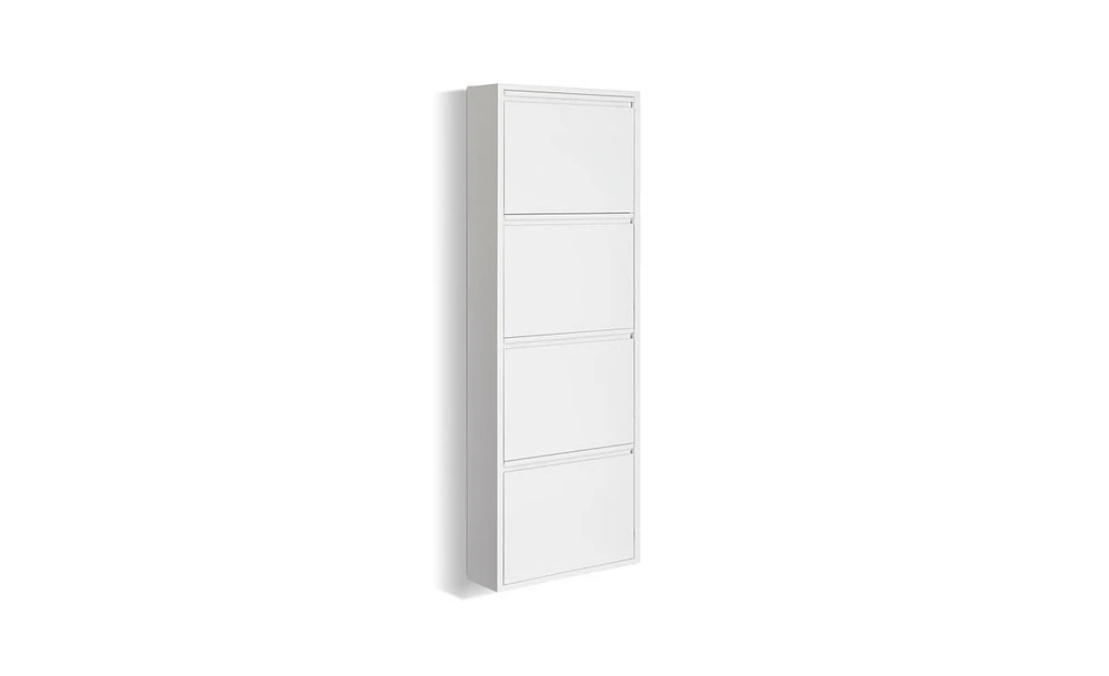 Slickblue 4-Drawer Shoe Cabinet - 4-Tier Storage Organizer in White for Efficient Shoe Management