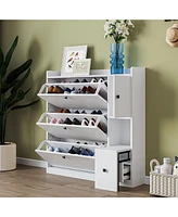 Slickblue Versatile Shoe Cabinet with 3 Flip Drawers, Maximum Storage Entryway Organizer with Drawer