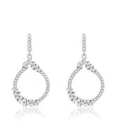 Suzy Levian White Cubic Zirconia Sterling Silver Open Pear Shape Drop Earrings