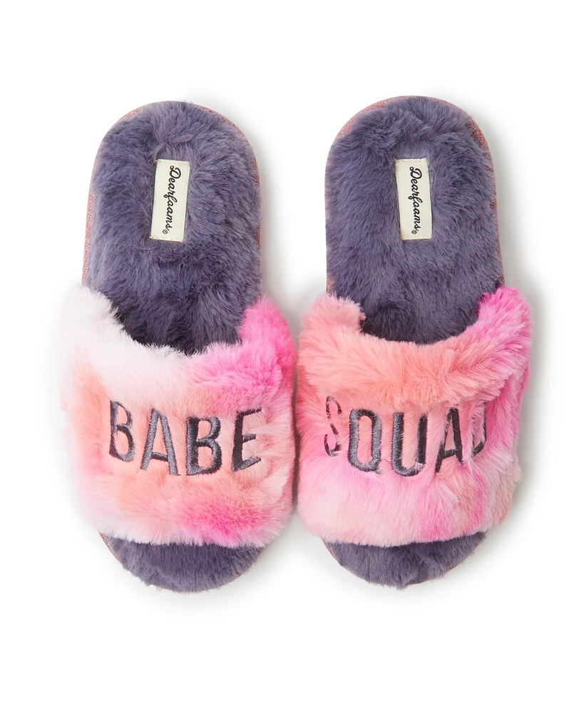 Dearfoams Girls Lana Fuzzy Slide Slipper - Baby Bird