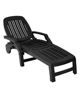 Sugift Adjustable Patio Sun Lounger with Weather Resistant Wheels