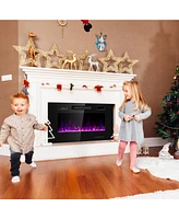 Gymax 36-inch Recessed Wall Mounted Electric Fireplace Heater w/ Remote Control