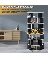 Kings Brand Furniture Cassidy Revolving Shoe Rack, Spinning Rack Tower, 360° Storage Organizer for Closet Entryway Bedroom Ha