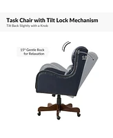Clemant Transitional Leather Executive Task Chair with Adjustable Seat Height and Tilt Mechanism