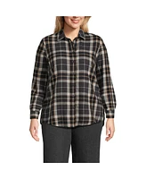 Lands' End Plus Flannel Boyfriend Fit Long Sleeve Shirt