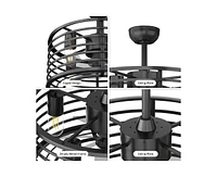 gaomon 18in Black Caged Ceiling Fan with Light, Ceiling Fan Low Profile th Remote Control and Reversible Fan Blades, Industrial Farmhouse Fan Lights C