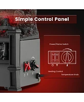 Gymax 20'' Infrared Quartz Electric Fireplace Heater W/ Pinewood Ember Bed Thermostat
