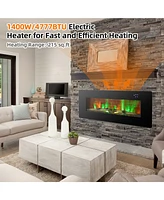 Gymax 42'' Electric Fireplace Wall Mounted & Freestanding Heater Remote Control 1500W