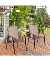 Sugift 2 Pieces Patio Outdoor Dining Chair with Armrest