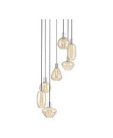 Possini Euro Design Myriad 23 3/4" Wide Chrome Cognac Glass 6-Light Pendant