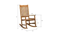 Slickblue Square Wooden Rocking Chair Original Finish, Classic Design for Comfortable Indoor Seating