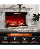 Gymax 36 Inches 3-Sided Glass Electric Fireplace w/ Remote Control Thermostat 9H Timer