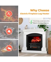 Gymax 20'' Infrared Quartz Electric Fireplace Heater W/ Birchwood Ember Bed Thermostat