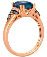 Le Vian London Blue Topaz (3-1/4 ct. t.w.) & Diamond (1/5 ct. t.w.) Pear Halo Statement Ring in 14k Rose Gold