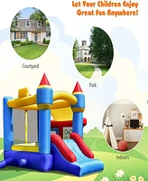 Inolait Castle Slide Inflatable Bounce House with Ball Pit and Basketball Hoop