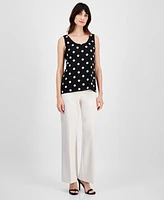 Anne Klein Petite Dot-Print Sleeveless Scoop-Neck Top